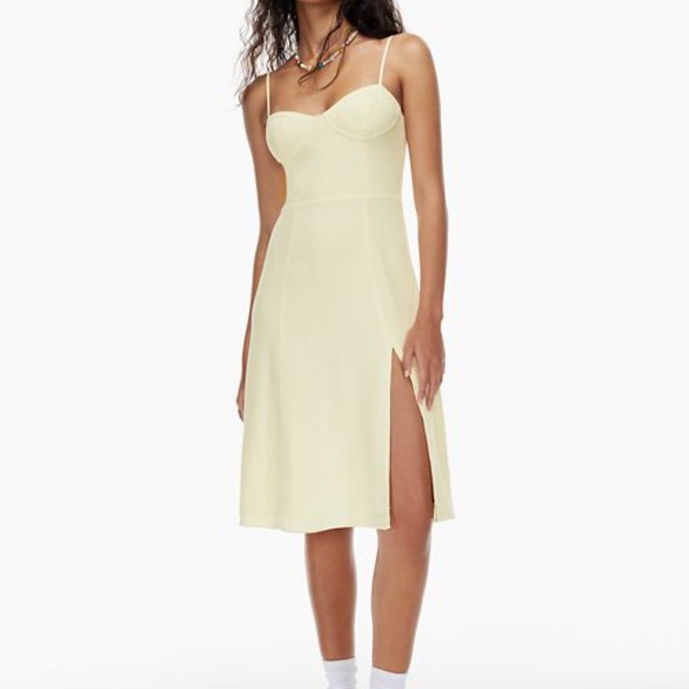 Aritzia midi spaghetti strap dress - butter - size S